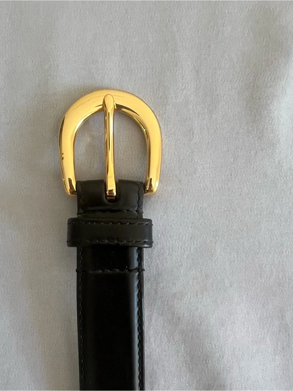 Amanda Smith Black Leather Belt with Gold Buckle